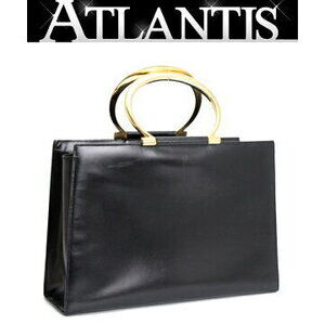 Celine Handbag Metal Handle Leather Black